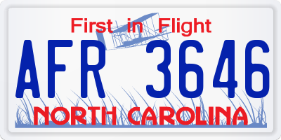 NC license plate AFR3646