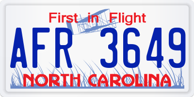 NC license plate AFR3649