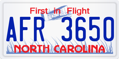 NC license plate AFR3650