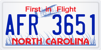 NC license plate AFR3651