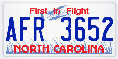 NC license plate AFR3652