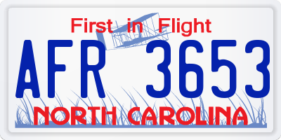 NC license plate AFR3653