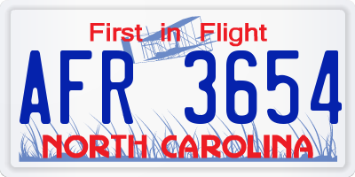 NC license plate AFR3654