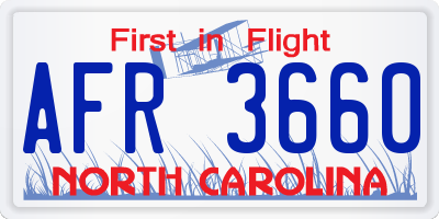 NC license plate AFR3660
