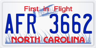 NC license plate AFR3662