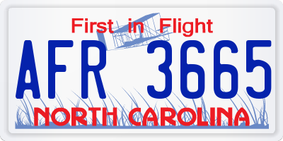NC license plate AFR3665
