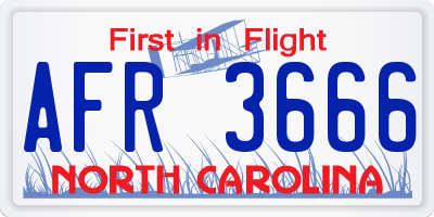 NC license plate AFR3666