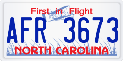 NC license plate AFR3673