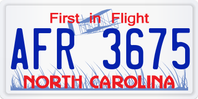 NC license plate AFR3675