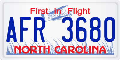 NC license plate AFR3680