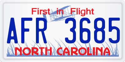 NC license plate AFR3685