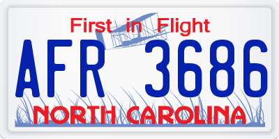 NC license plate AFR3686