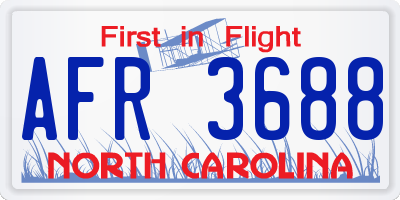 NC license plate AFR3688