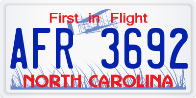 NC license plate AFR3692