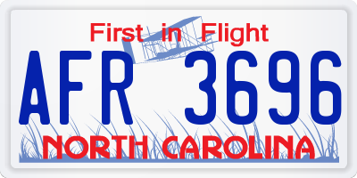 NC license plate AFR3696