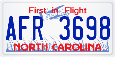 NC license plate AFR3698