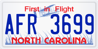 NC license plate AFR3699
