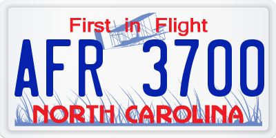 NC license plate AFR3700