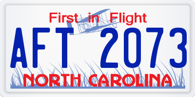 NC license plate AFT2073