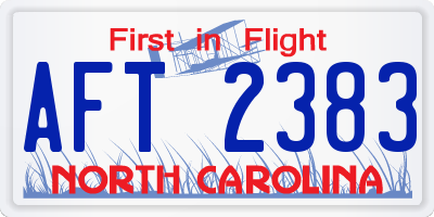 NC license plate AFT2383