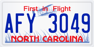 NC license plate AFY3049