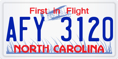 NC license plate AFY3120