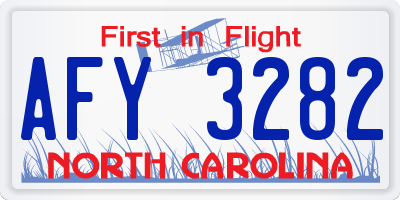 NC license plate AFY3282