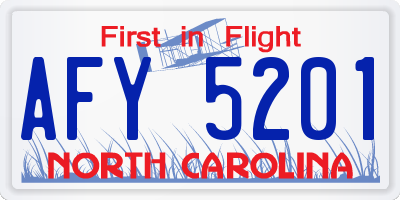 NC license plate AFY5201
