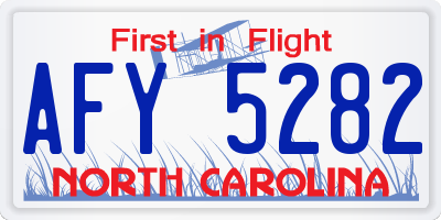 NC license plate AFY5282
