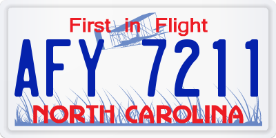 NC license plate AFY7211