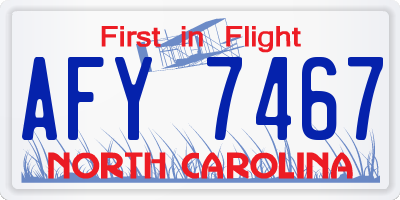 NC license plate AFY7467