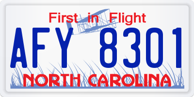 NC license plate AFY8301
