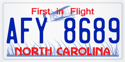NC license plate AFY8689