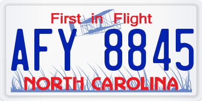 NC license plate AFY8845