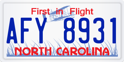 NC license plate AFY8931