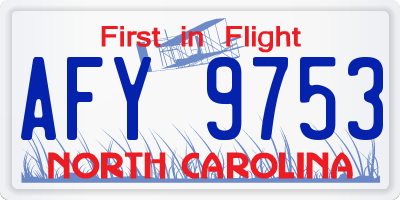 NC license plate AFY9753
