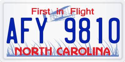 NC license plate AFY9810