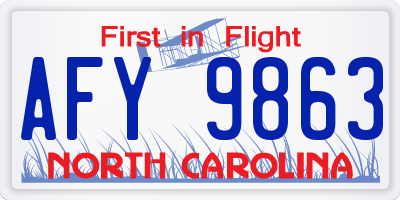 NC license plate AFY9863