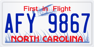 NC license plate AFY9867