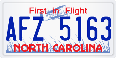 NC license plate AFZ5163