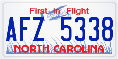 NC license plate AFZ5338