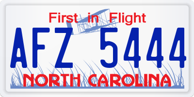 NC license plate AFZ5444