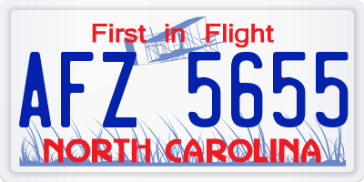 NC license plate AFZ5655
