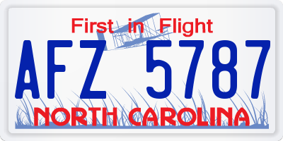 NC license plate AFZ5787
