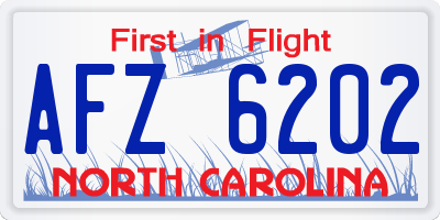 NC license plate AFZ6202