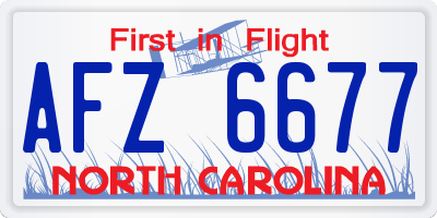 NC license plate AFZ6677