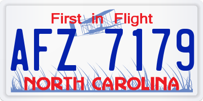 NC license plate AFZ7179