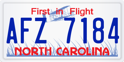 NC license plate AFZ7184