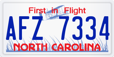 NC license plate AFZ7334