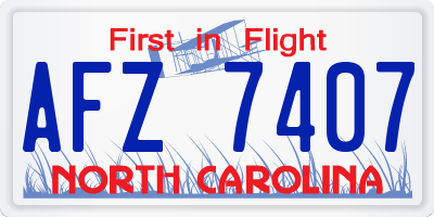 NC license plate AFZ7407